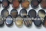 CAA5321 Top drilled 6*8mm flat teardrop line agate beads