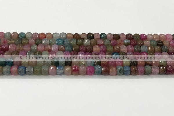 CAA5435 15.5 inches 6*8mm faceted rondelle agate gemstone beads