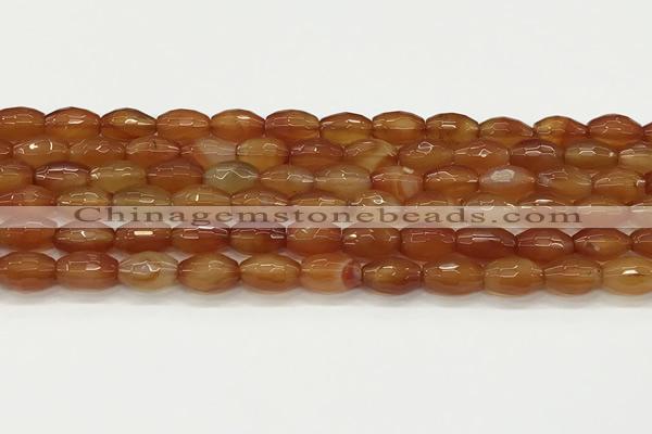 CAA5457 15.5 inches 8*12mm faceted rice agate beads