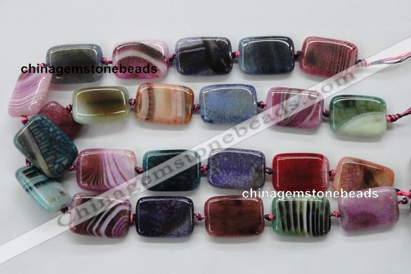 CAA546 15.5 inches 22*30mm rectangle dyed madagascar agate beads