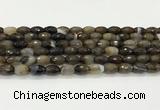 CAA5478 15.5 inches 8*12mm faceted rice agate beads