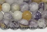 CAA5485 15 inches 4mm round purple flower stone beads