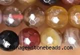 CAA5490 15 inches 6mm faceted round AB-color banded agate beads