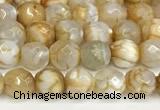 CAA5503 15 inches 6mm faceted round fire crackle agate beads