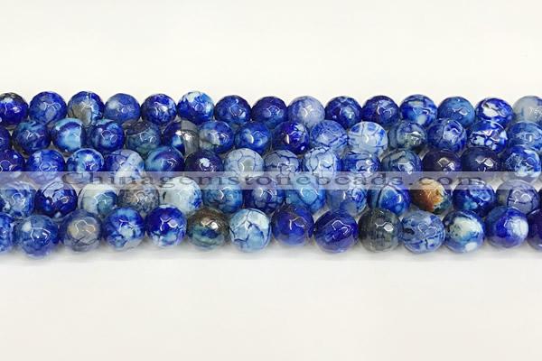 CAA5530 15 inches 10mm faceted round fire crackle agate beads