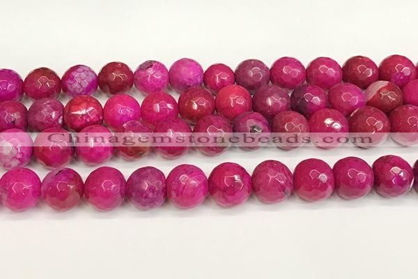 CAA5542 15 inches 12mm faceted round fire crackle agate beads