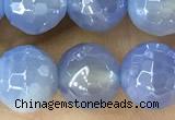 CAA5551 15 inches 8mm faceted round AB-color banded agate beads