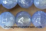 CAA5551 15 inches 8mm faceted round AB-color banded agate beads