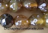 CAA5566 15 inches 6mm faceted round AB-color banded agate beads