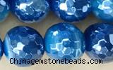 CAA5583 15 inches 8mm faceted round AB-color banded agate beads