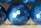 CAA5585 15 inches 12mm faceted round AB-color banded agate beads