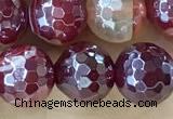 CAA5591 15 inches 8mm faceted round AB-color banded agate beads