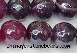 CAA5601 15 inches 8mm faceted round AB-color banded agate beads