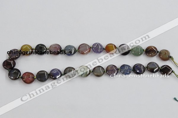 CAA561 15.5 inches 14mm faceted flat round dragon veins agate beads