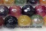 CAA5611 15 inches 8mm faceted round AB-color banded agate beads