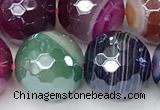 CAA5613 15 inches 12mm faceted round AB-color banded agate beads