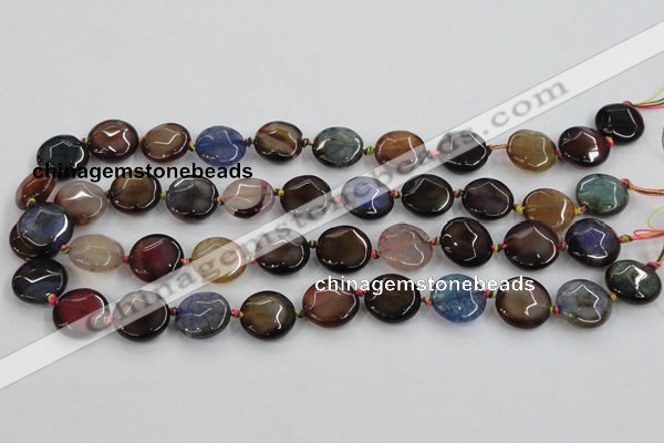 CAA562 15.5 inches 18mm faceted flat round dragon veins agate beads