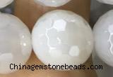 CAA5628 15 inches 12mm faceted round AB-color white agate beads