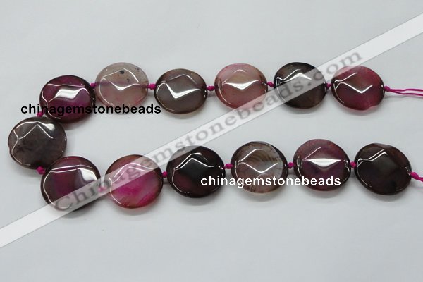 CAA563 15.5 inches 30mm faceted flat round dragon veins agate beads