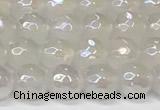 CAA5630 15 inches 6mm faceted round AB-color white agate beads