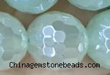 CAA5638 15 inches 12mm faceted round AB-color green agate beads