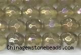 CAA5650 15 inches 6mm faceted round AB-color grey agate beads