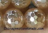 CAA5657 15 inches 10mm faceted round AB-color yellow agate beads