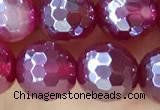 CAA5661 15 inches 8mm faceted round AB-color red agate beads