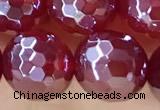 CAA5663 15 inches 12mm faceted round AB-color red agate beads