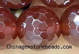 CAA5664 15 inches 12mm faceted round AB-color red agate beads