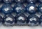 CAA5676 15 inches 8mm faceted round AB-color blue agate beads