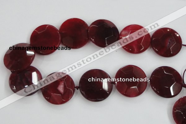 CAA568 15.5 inches 35mm faceted flat round dragon veins agate beads