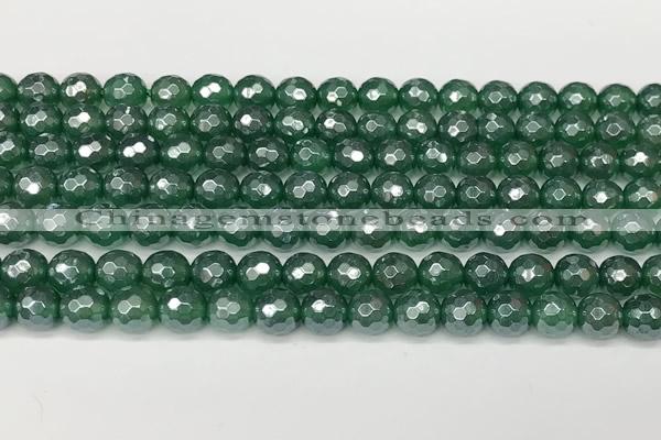 CAA5685 15 inches 6mm faceted round AB-color green agate beads