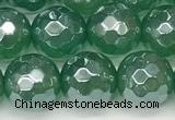 CAA5686 15 inches 8mm faceted round AB-color green agate beads