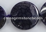 CAA569 15.5 inches 35mm faceted flat round dragon veins agate beads