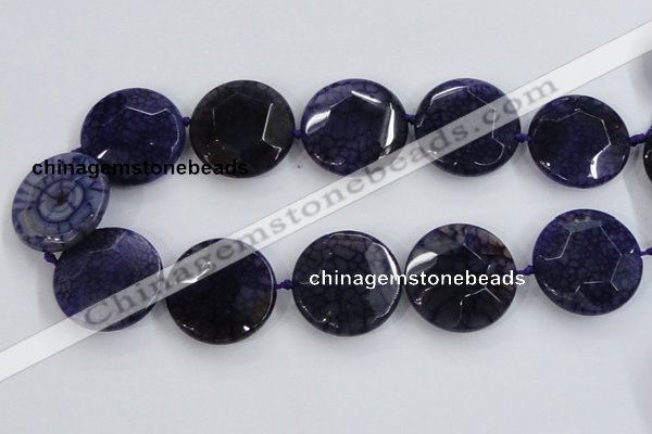 CAA569 15.5 inches 35mm faceted flat round dragon veins agate beads