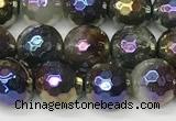 CAA5691 15 inches 8mm faceted round AB-color Indian agate beads