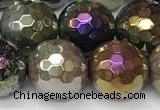 CAA5692 15 inches 10mm faceted round AB-color Indian agate beads