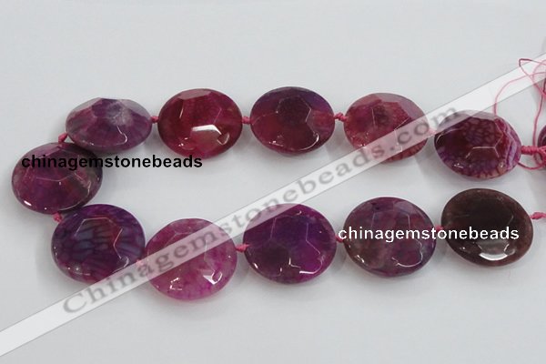 CAA570 15.5 inches 35mm faceted flat round dragon veins agate beads