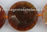 CAA571 15.5 inches 35mm faceted flat round dragon veins agate beads