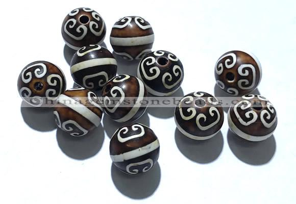 CAA5712 10mm round tibetan agate dzi beads wholesale