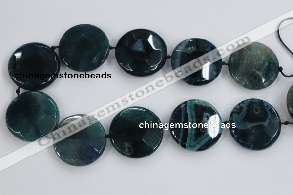 CAA572 15.5 inches 40mm faceted flat round dragon veins agate beads