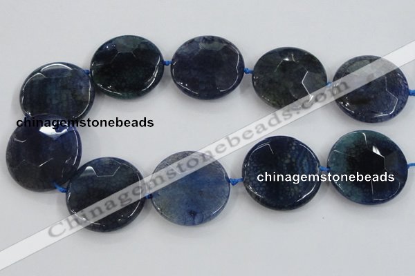 CAA573 15.5 inches 40mm faceted flat round dragon veins agate beads