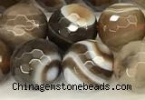 CAA5736 15 inches 8mm faceted round banded agate beads