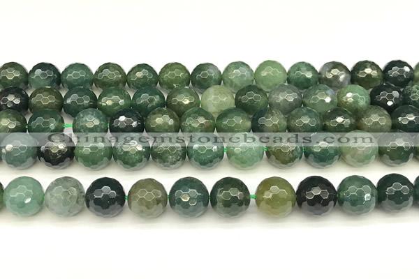 CAA5746 15 inches 8mm faceted round moss agate beads