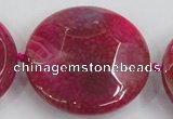 CAA576 15.5 inches 45mm faceted flat round dragon veins agate beads