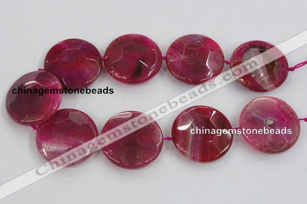 CAA576 15.5 inches 45mm faceted flat round dragon veins agate beads