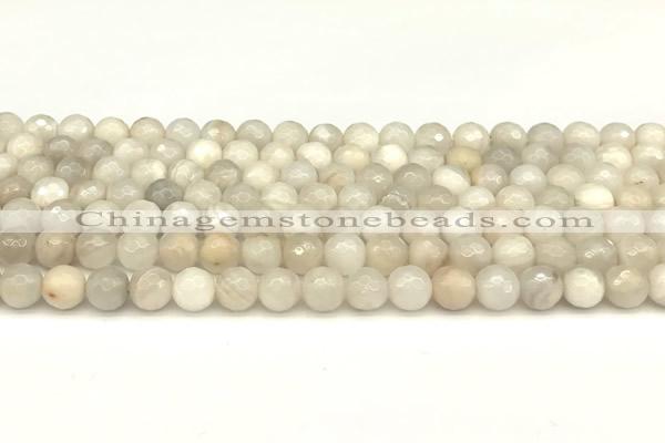 CAA5765 15 inches 6mm faceted round white crazy lace agate beads