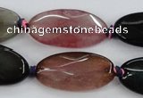 CAA578 15.5 inches 15*30mm faceted oval dragon veins agate beads