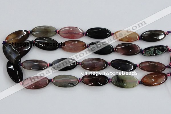CAA578 15.5 inches 15*30mm faceted oval dragon veins agate beads